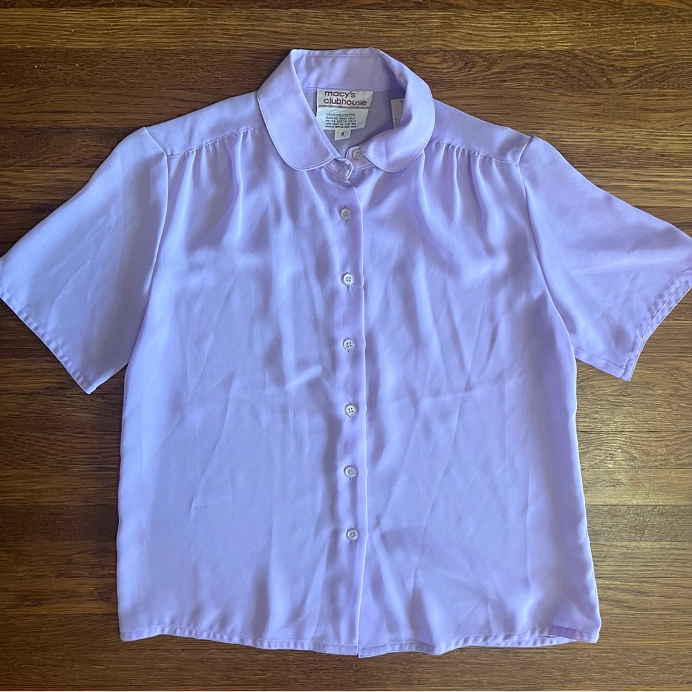Vintage Macys Clubhouse blouse top 8 sheer pastel lavender coquette feminine